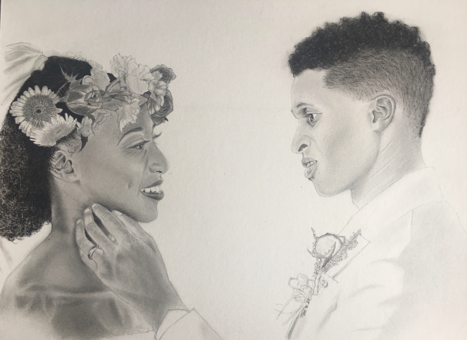 Les mariés — Graphite sur papier