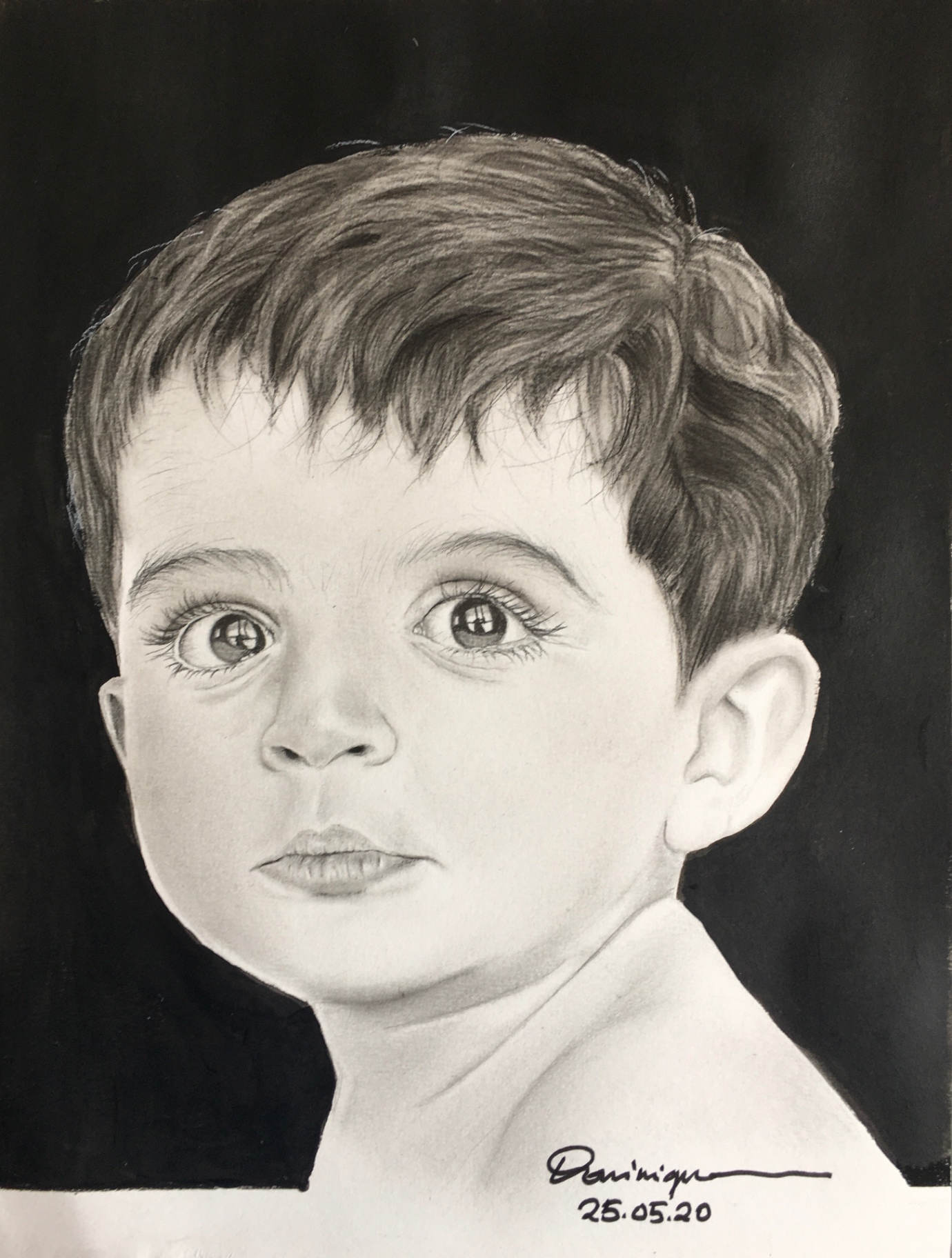 Enfance — Graphite et fusain sur papier, 2020