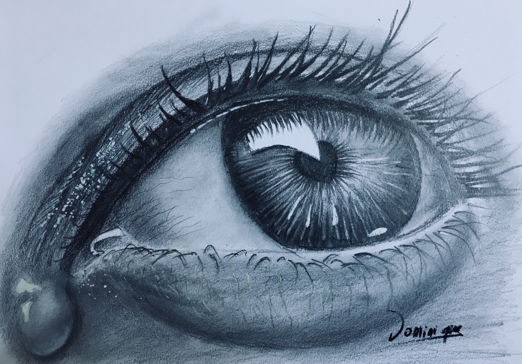 Regard — Fusain et rehauts de blanc sur papier